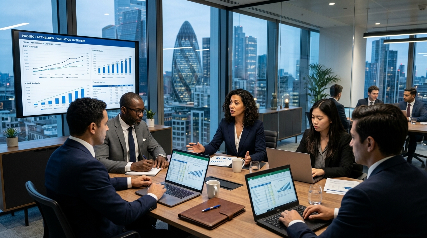 Asterion Investment Banking Deal Team Reviewing Valuation and Transaction Materials